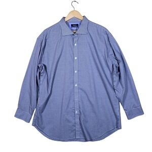 Esquire Slim Fit Non Iron Gingham Dress Shirt Blue White Mens Size XXL 18-32/33